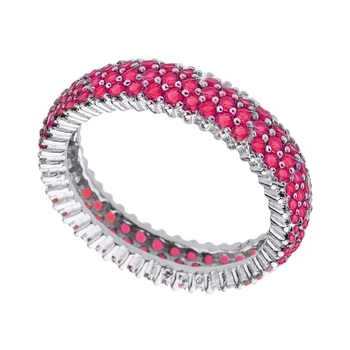 Srebrna obrączka z rubinem