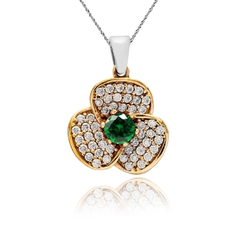 Naszyjnik srebrny ze szmaragdem i cyrkoniami