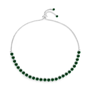 Bransoletka srebrna ze szmaragdami, regulowana, subtelna