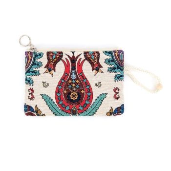 Saszetka gobelinowa z haftowanym motywem tulipana