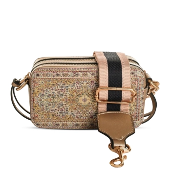 Torebka z ekoskóry ze wzorem w złoto-beżowych odcieniach