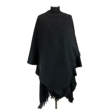 Tureckie ponczo z nacięciem - Głęboka Czerń