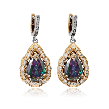Kolczyki srebrne z mistycznym topazem i cyrkoniami