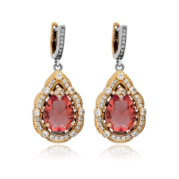 Kolczyki srebrne z zultanitem i cyrkoniami