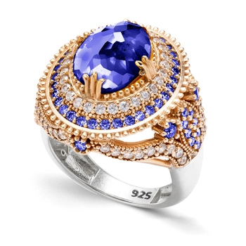 Srebrny pierścionek z szafirem "Sułtanki Mihrimah"