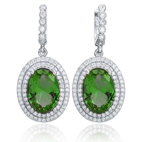 Srebrne kolczyki ze szmaragdem i cyrkoniami