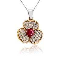 Naszyjnik srebrny z rubinem i cyrkoniami