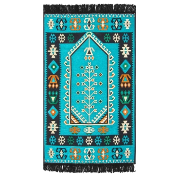 Dywan turecki kilim 120x80 cm - bawełna, turkusowy wzór