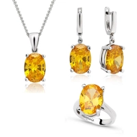 Komplet srebrny z cytrynem