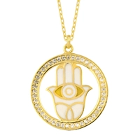 Naszyjnik srebrny ręka Fatimy z okiem proroka