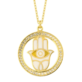 Naszyjnik srebrny ręka Fatimy z okiem proroka