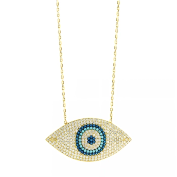 Pozłacany naszyjnik srebrny oko proroka