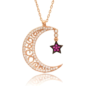 Pozłacany srebrny naszyjnik z księżycem