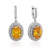 Owalne kolczyki z cytrynem - srebro 925