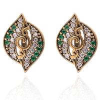 Osmańskie kolczyki ze szmaragdem i cyrkoniami