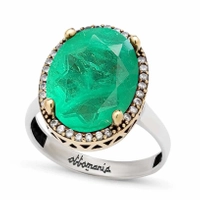 Pierścionek srebrny z turmalinem PARAIBA w kolorze mgły zielonej